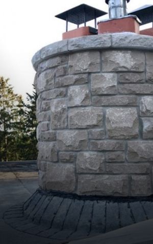 Stone refaced chimney top