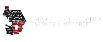 Three Little pigs masonry logo white